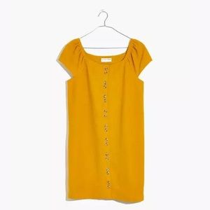 Madewell Texture & Thread Button Cap-Sleeve Dress XL